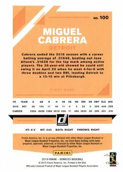 2019 Donruss #100 Miguel Cabrera Back