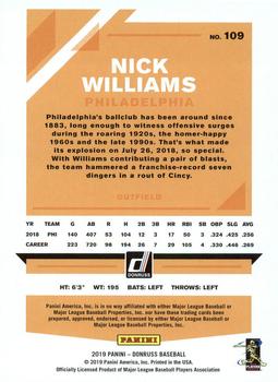 2019 Donruss #109 Nick Williams Back