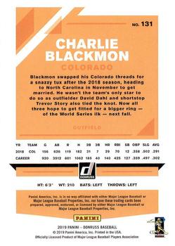 2019 Donruss #131 Charlie Blackmon Back