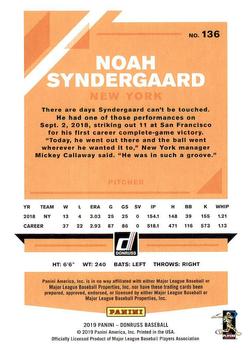 2019 Donruss #136 Noah Syndergaard Back