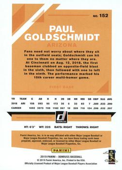 2019 Donruss #152 Paul Goldschmidt Back
