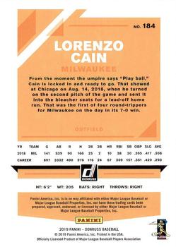 2019 Donruss #184 Lorenzo Cain Back