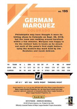 2019 Donruss #195 German Marquez Back