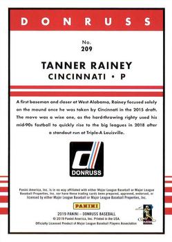 2019 Donruss #209 Tanner Rainey Back