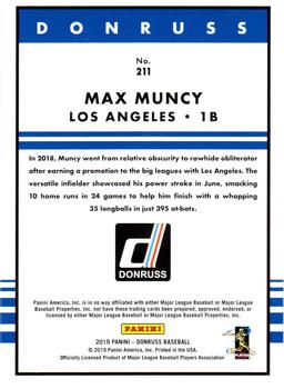 2019 Donruss #211 Max Muncy Back