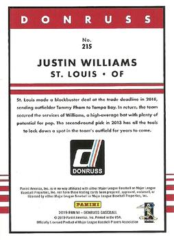 2019 Donruss #215 Justin Williams Back