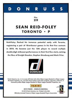 2019 Donruss #219 Sean Reid-Foley Back