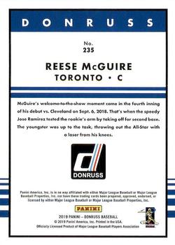 2019 Donruss #235 Reese McGuire Back
