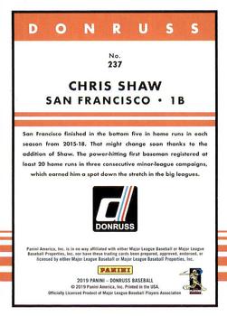 2019 Donruss #237 Chris Shaw Back
