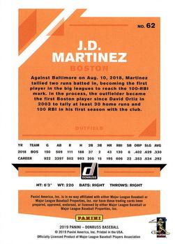 2019 Donruss #62 J.D. Martinez Back
