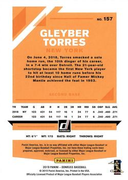 2019 Donruss #157 Gleyber Torres Back