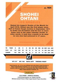 2019 Donruss #164 Shohei Ohtani Back