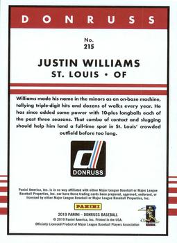 2019 Donruss #215 Justin Williams Back