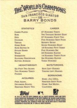 2006 Topps Allen & Ginter #100 Barry Bonds Back