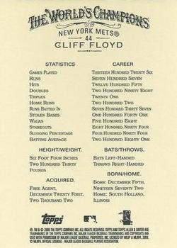 2006 Topps Allen & Ginter #44 Cliff Floyd Back