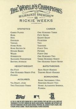2006 Topps Allen & Ginter #68 Rickie Weeks Back