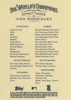 2006 Topps Allen & Ginter #72 Ivan Rodriguez Back