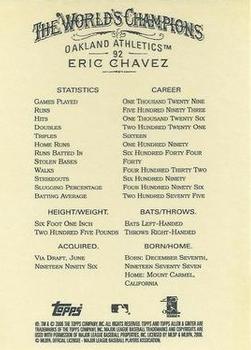 2006 Topps Allen & Ginter #92 Eric Chavez Back