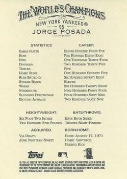 2006 Topps Allen & Ginter #95 Jorge Posada Back