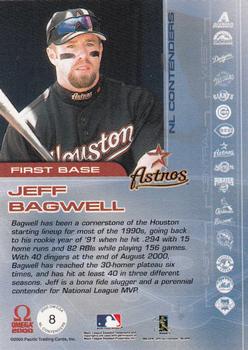 2000 Pacific Omega - NL Contenders #8 Jeff Bagwell Back