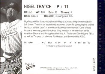 2005 MultiAd Schaumburg Flyers #1 Nigel Thatch Back