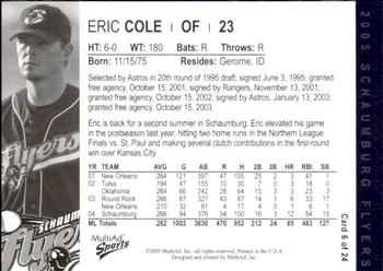 2005 MultiAd Schaumburg Flyers #6 Eric Cole Back