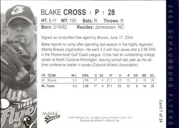 2005 MultiAd Schaumburg Flyers #7 Blake Cross Back