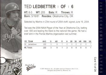 2005 MultiAd Schaumburg Flyers #13 Ted Ledbetter Back