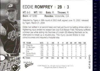 2005 MultiAd Schaumburg Flyers #18 Eddie Romprey Back