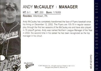 2005 MultiAd Schaumburg Flyers #23 Andy McCauley Back