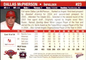 2005 MultiAd Salt Lake Stingers #18 Dallas McPherson Back