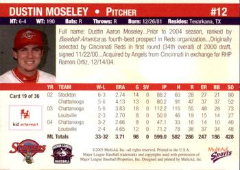 2005 MultiAd Salt Lake Stingers #19 Dustin Moseley Back