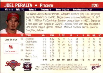 2005 MultiAd Salt Lake Stingers #21 Joel Peralta Back