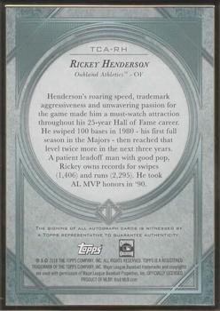 2018 Topps Transcendent Collection - Transcendent Collection Autographs #TCA-RH Rickey Henderson Back
