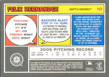 2006 Bazooka #10 Felix Hernandez Back
