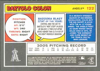 2006 Bazooka #122 Bartolo Colon Back