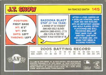 2006 Bazooka #145 J.T. Snow Back