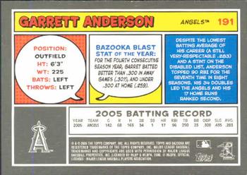 2006 Bazooka #191 Garret Anderson Back