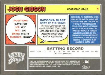 2006 Bazooka #1 Josh Gibson Back