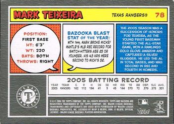 2006 Bazooka #78 Mark Teixeira Back