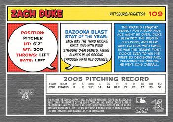 2006 Bazooka #109 Zach Duke Back
