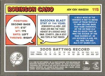2006 Bazooka #115 Robinson Cano Back