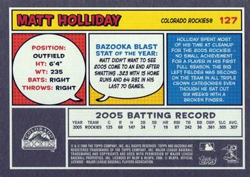 2006 Bazooka #127 Matt Holliday Back