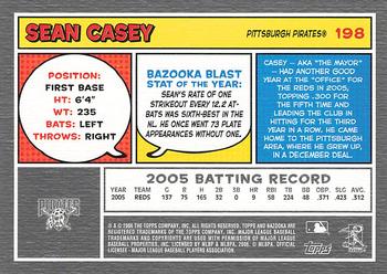 2006 Bazooka #198 Sean Casey Back