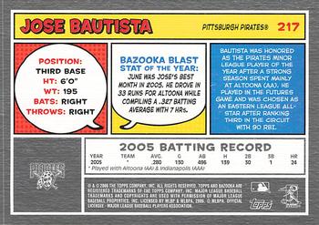 2006 Bazooka #217 Jose Bautista Back