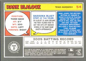 2006 Bazooka #54 Hank Blalock Back