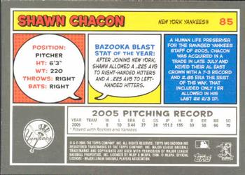 2006 Bazooka #85 Shawn Chacon Back