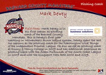 2012 Grandstand Brevard County Manatees #NNO Mark Dewey Back