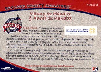 2012 Grandstand Brevard County Manatees #NNO Manny the Manatee / Annie the Manatee Back