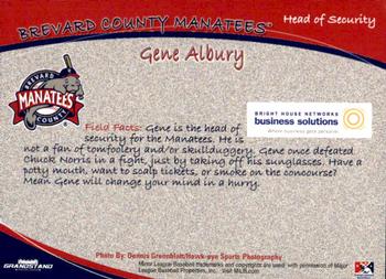 2012 Grandstand Brevard County Manatees #NNO Gene Albury Back